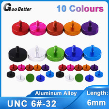 UNC 6-32 x 6mm Aluminum Alloy Knurled Thumb Screw Flat Hand Grip Knob Bolts PC