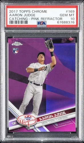 2017 TOPPS CHROME PINK REFRACTOR #169 AARON JUDGE PSA 10