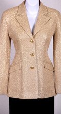 NWT ST.JOHN Women's Knit Metallic Gold Shimmer Jacket Sz 6