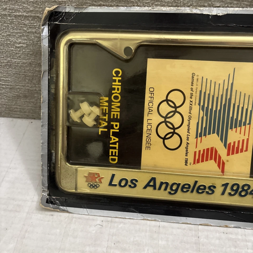 Marco porta etiquetas de metal cromado plateado de los Juegos Olímpicos de Los Ángeles 1984 NUEVO Foto 3 de 4