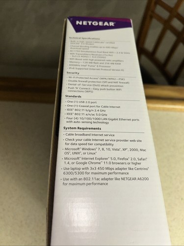 NETGEAR AC1750 WIFI Kabel Modem Router (C6300), 802.11 ac Dual Band Gigabit - Zdjęcie 10 z 11