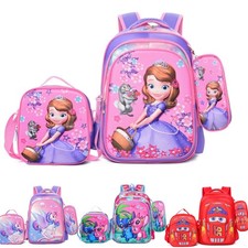 Cartoon Sofia The First Kids School Backpack Set 3Pcs Kids School Bag Lunch Bag