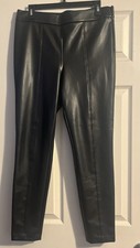 Women  s Talbots Black Faux Leather Side Zip Tapered Leg Pants Size 10
