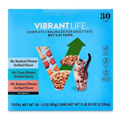 Grilled Variety Pack Wet Cat Food in Gravy, 3 oz Cans, 30-Count Multipack