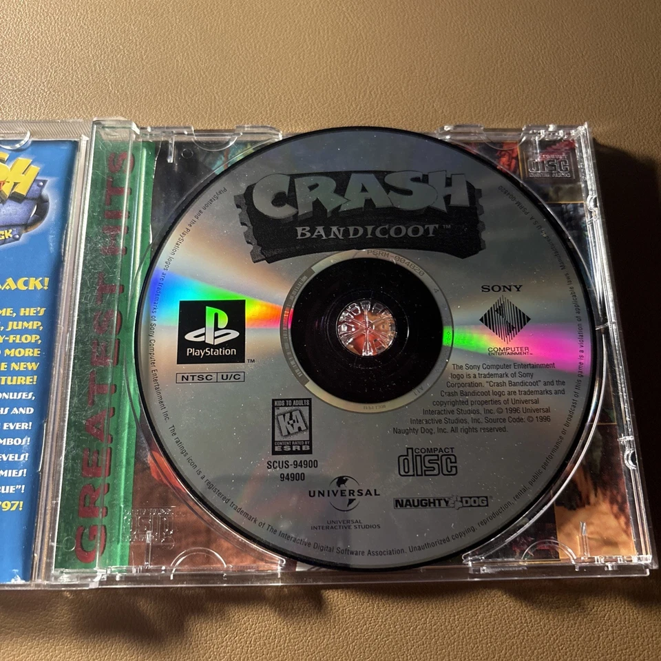 Crash Bandicoot Sony Playstation PS1 Green Label  TESTED Complete - Image 4 of 4