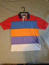 Tommy Hilfiger 2002 Vintage Striped Polo Shirt Size XL Red, Blue, Orange, Purple