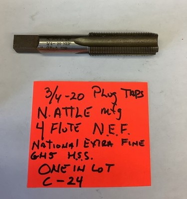 3/4-20 Plug Tap N.E.F. 4 Flute,HSS, Gh5, (1pc In Lot) C-24