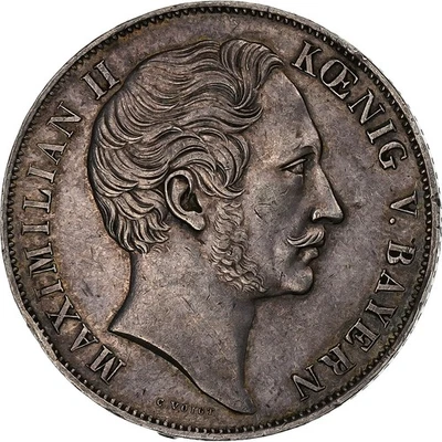 [#1277807] Kingdom of Bavaria, Maximilian II, 2 Gulden, 1852, Munich, Silber, VZ - Bild 1 von 2