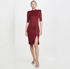 Alice + Olivia Inka Women’s Burgundy Midi Dress Size 12 Bodycon Pencil Cocktail