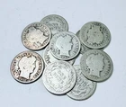 LOT OF  10 BARBER SILVER DIMES 90% SILVER MIXED DATES #6528