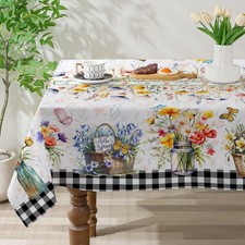 Spring Tablecloth 52x70 Inches, Flower Vase