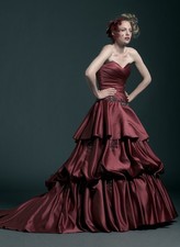 Ruched off shoulder wedding dress wedding dress burgundy red 32-60 lace up top