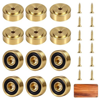 12 PCS Brass Cutting Board Feet 1x0.4 Inch Solid Brass Rubber Feet Legs Screws