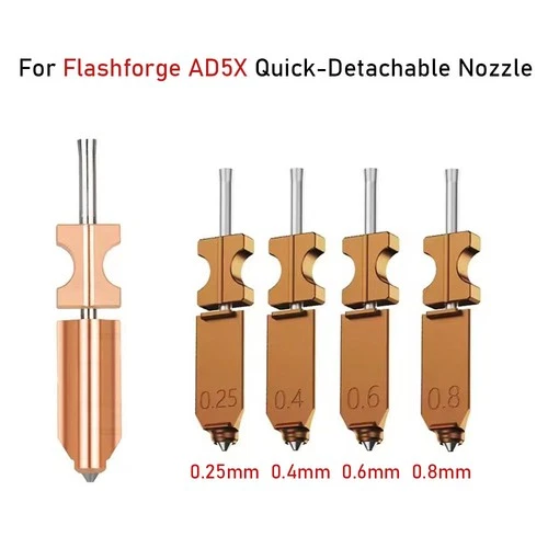 For Flashforge AD5X Hotend Nozzle 0.25/0.4/0.6/0.8MM Quick Detachable Nozzle