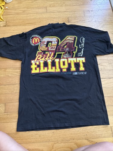 Vintage Awesome Bill Elliott McDonalds Racing T-Shirt Mens L 1997 NASCAR Black - Picture 13 of 15