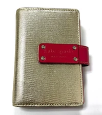 Kate Spade New York System Planner cover Gold & Magenta Stripe inside 6 ring #96