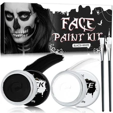 2 PCS Black White Oil Based Face Body Paint Set, Special Effects Makeup Kit With