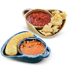 Potted Pans Soup Bowl with Cracker Holder - 2pk Divided Bowl for Cereal and Nuts