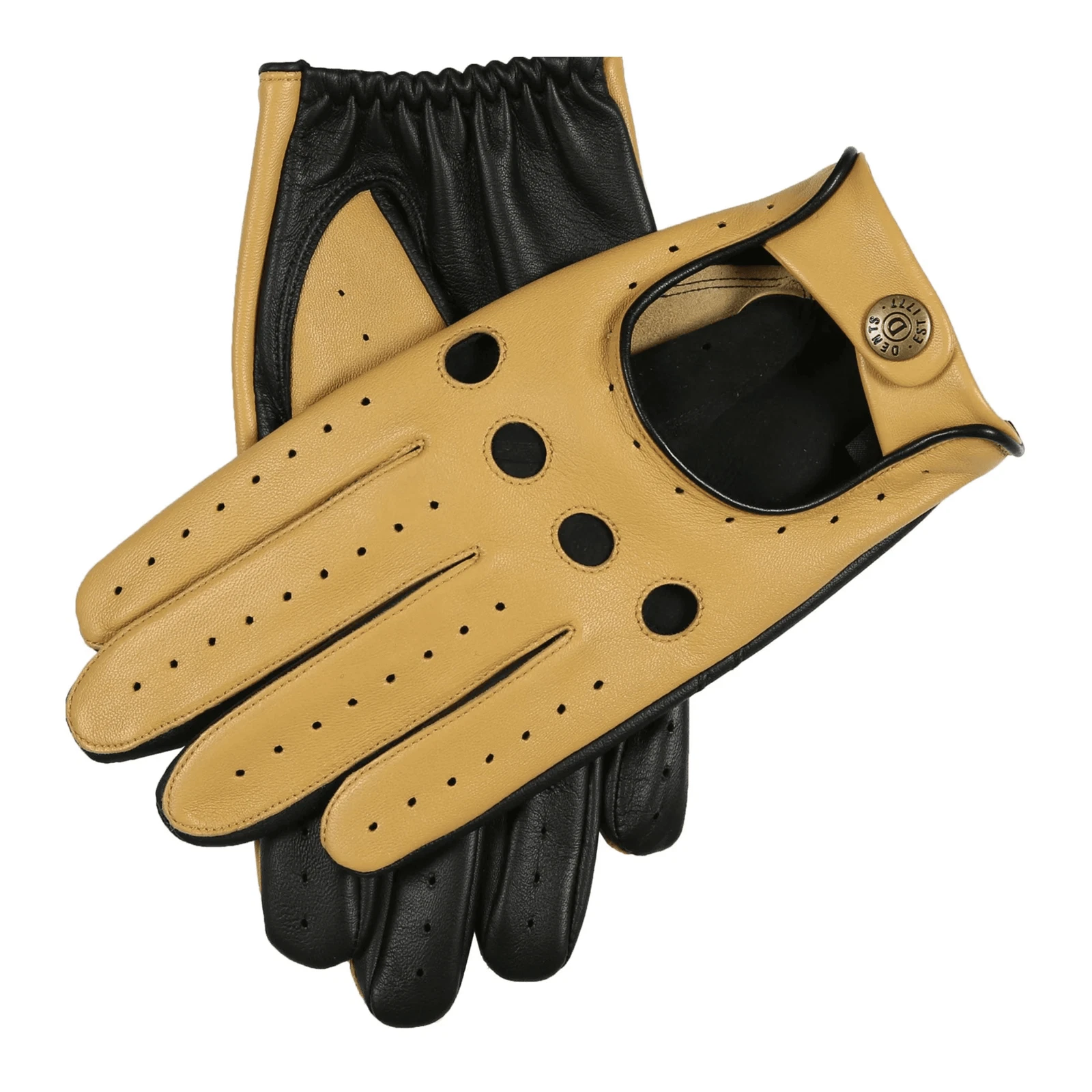 Dents Silverstone Men's Leather Touchscreen Driving Gloves CORK & BLACK