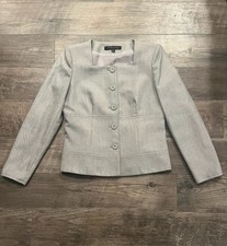 Anne Klein Fitted Sharp Neckline Blazer Onyx/Taupe Sz 6