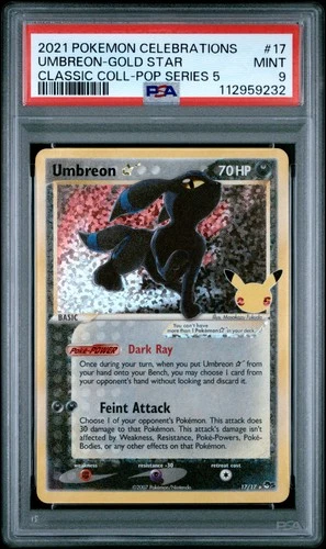 2021 Pokemon Celebrations Umbreon-Gold Star #17 PSA9 Classic Coll-Pop Series 5