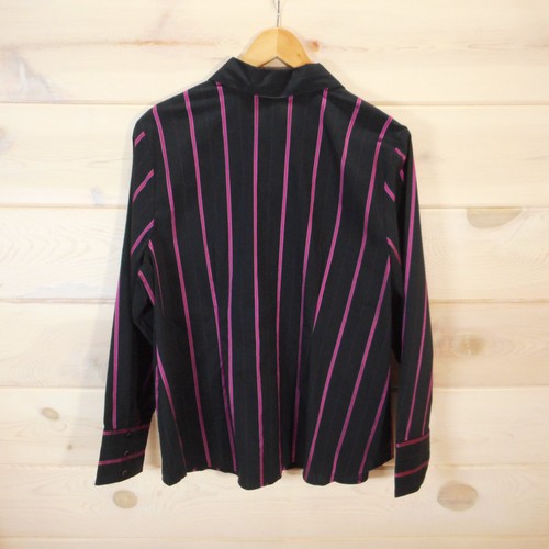 NUEVO CON ETIQUETAS Camisa Lane Bryant Talla 14/16 Negra Rosa Abotonada Manga Larga Rayas Oficina - Imagen 3 de 9