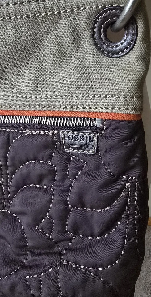 Fossil Key-Per Brown Quilted Crossbody Bag Purse w/ Key Charm Y2K Retro - Image 2 of 4