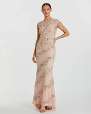 NWD, Mac Duggal Floral Embellished Cap Sleeve Column Gown Sz 16 #MD2104