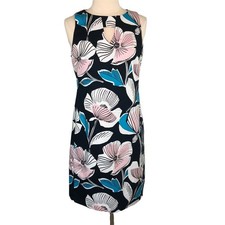 Shift Dress Knee Length Sleeveless Keyhole Boat Neck Size 8 Floral Nine West
