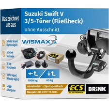 ANHÄNGERKUPPLUNG für Suzuki Swift V V 17-23 abnehmbar BRINK +7pol E-Satz ECS
