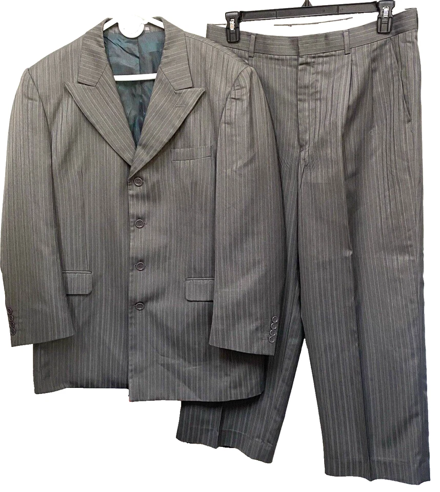 George Martin Collection Men Gray 2 Piece Suit SZ 36 nylon paisley lining — 第 2/4 张图片