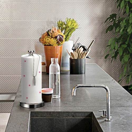 Silver Stainless Steel Kitchen Tissue Roll Holder Paper Towel Stand Organiser - Picture 7 of 9