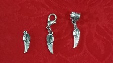 ANGEL WING CHARM - CHOOSE BETWEEN - CHARM - W/EUROPEAN BAIL, W/LOBSTER CLASP