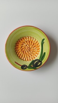 Seifenschale aus Steinzeug, Vintage, provenzalischer Stil, Blattdekor, Oliven