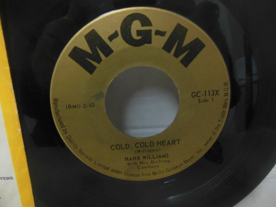 rare HANK WILLIAMS nr mint 45 rpm COLD COLD HEART b/w SO LONESOME I COULD CRY - Image 2 of 4