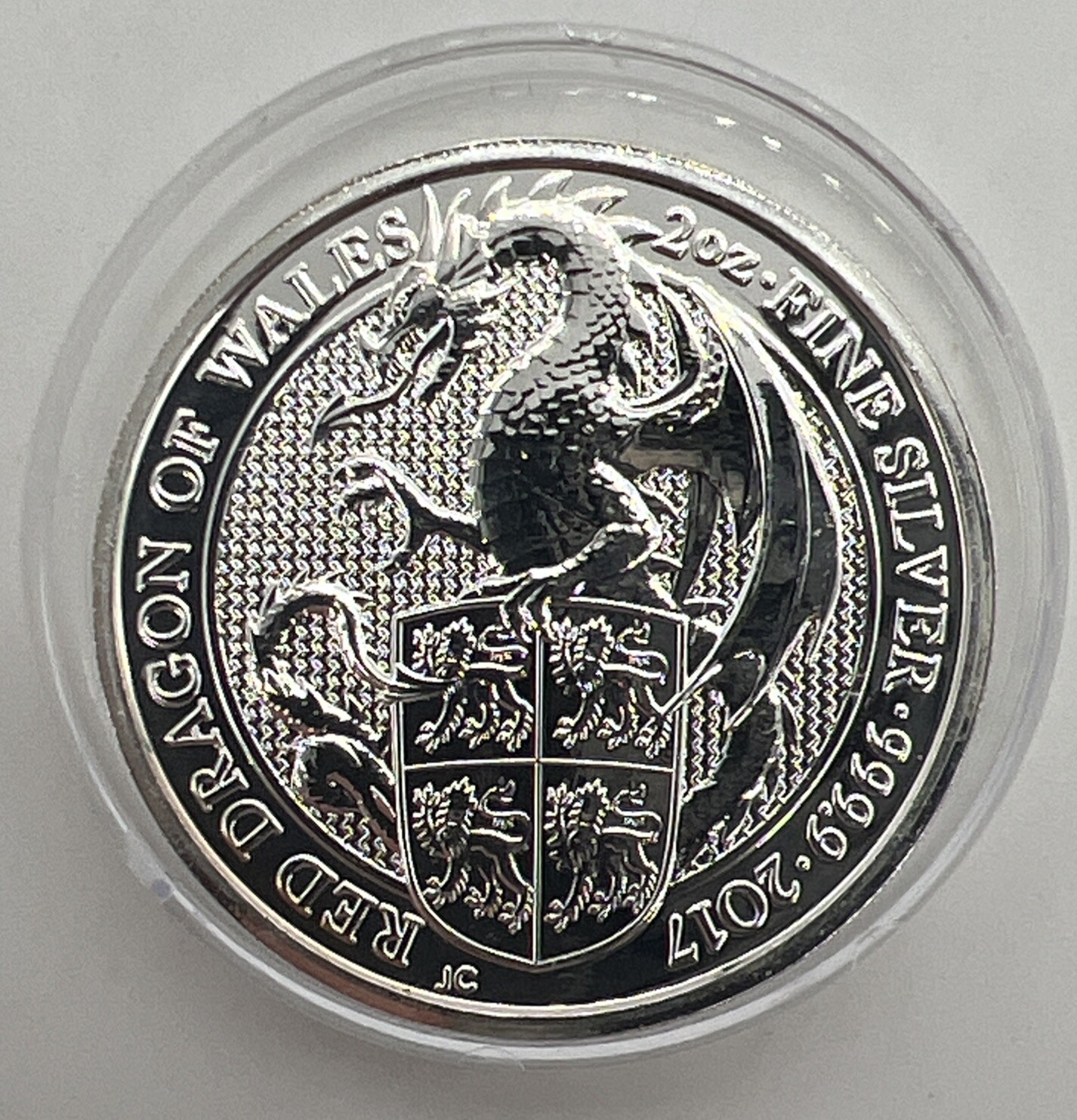2017 Red Dragon Of Wales BU In Capsule - Queen’s Beast 2oz .9999 Silver ...