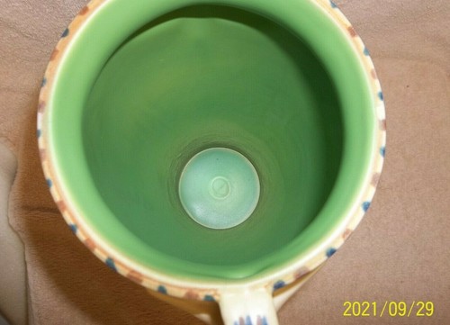 VASO WELLER "BONITO" -10" ALTO -DECORATO ENTRAMBI I LATI - VERDE INTERNO QUASI NUOVO - Foto 11 di 12