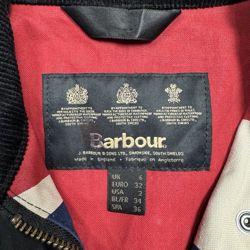 Barbour International Antique Union Jack Wax Jacket Womens Slim UK 6 Black - Picture 12 of 18