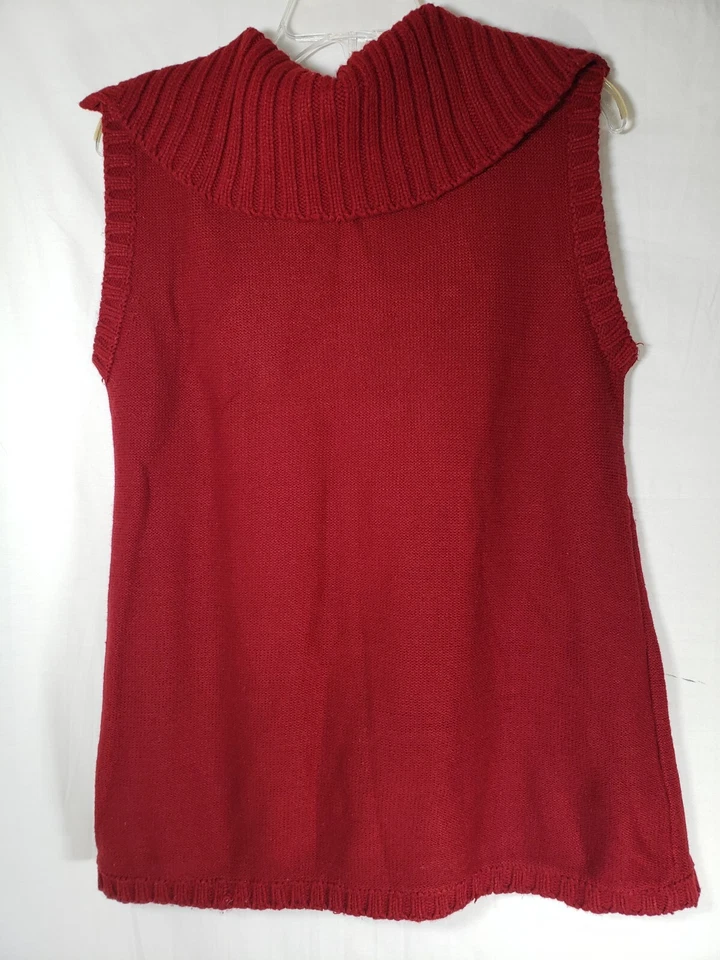 Suéter Allison Brittany Rojo Grande 3 Botones Sin Mangas Talla L Foto 4 de 4