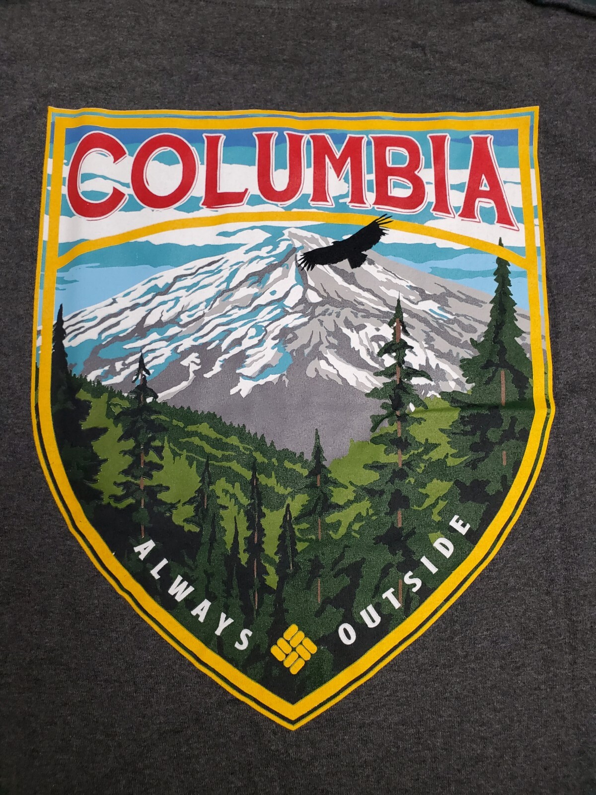 Columbia Men's Charcoal Gray Long Sleeve Print T-Shirt 2XL 3XL Free Ship