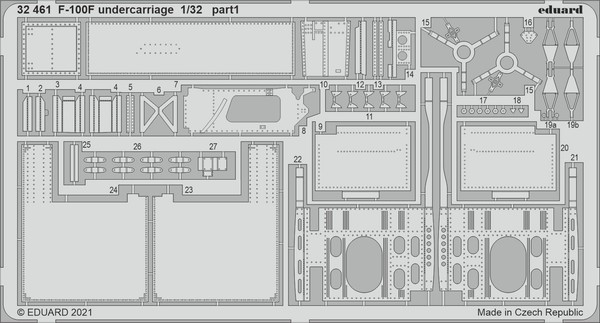 MW22 Eduard 32461 F-100F Undercarriage 1/32 1/32 Pe Set For Trumpeter-image