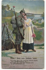 Muss i denn Stadtele 'naus, love German Military VTG Postcard ME7.