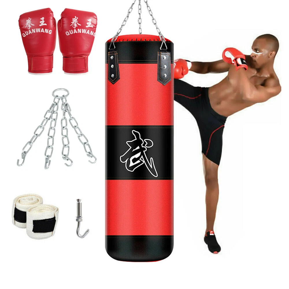 31&#034; Empty Heavy Boxing Punching Bag Kicking Training MMA Workout w Gloves | eBay