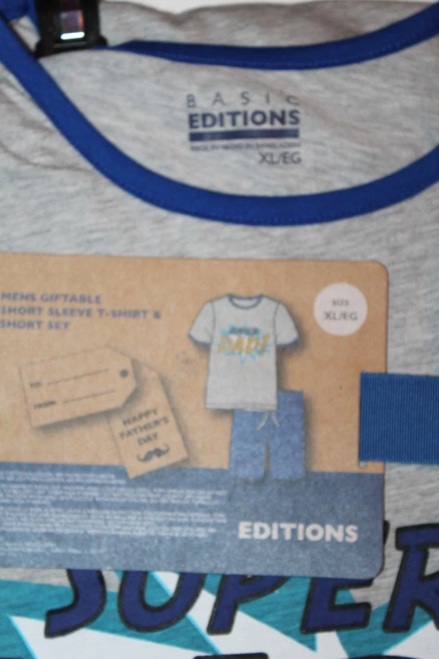 Pijama de hombre Basic Editions manga corta camiseta y corto ¡Súper papá! Día del Padre Foto 2 de 4
