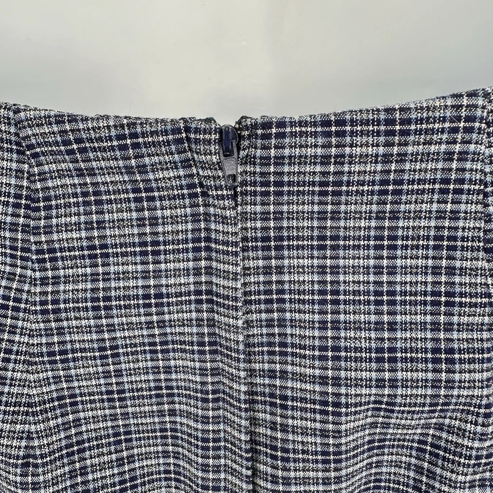 Vtg My Michelle Blue Mini Skirt Made in USA Plaid High Waist w/Slit Sz 7/8 - Image 4 of 4
