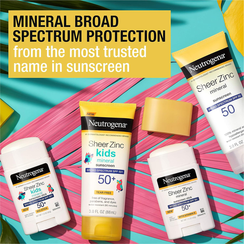Sheer Zinc Oxide Mineral Sunscreen Lotion SPF 50, 3 Fl. Oz, Pack of 3 - Picture 2 of 12