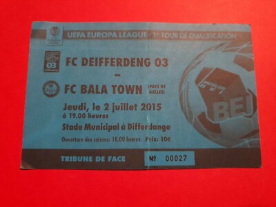 Used Ticket UEFA CL EL 2015/16 FC Differdange vs Bala Town