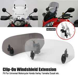Adjustable Clip On Windshield Extension Spoiler Wind Deflector For Motorcycle