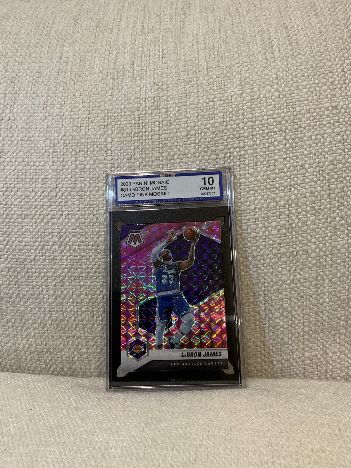 2020 Panini Mosaic Lebron James #81 Camo Pink LA Lakers Prizm PSA 10 Gem Mint