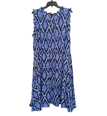 Talbots Dress Womens 16 Petite Midi Summer Sun Plus Ikat Print Boho Flowy |  eBay